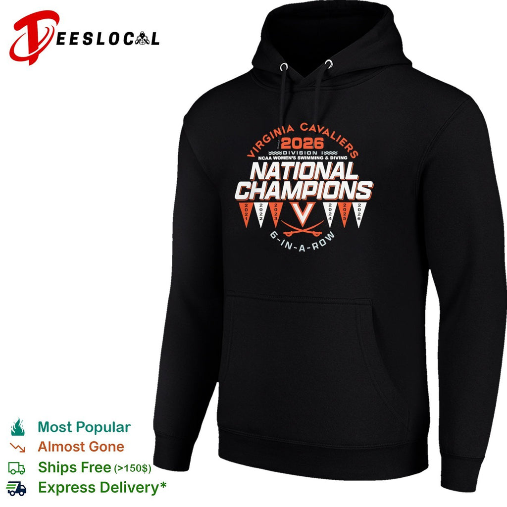 Virginia Cavaliers 2026 National Champions 6 in a row NCAA swimming diving shirt