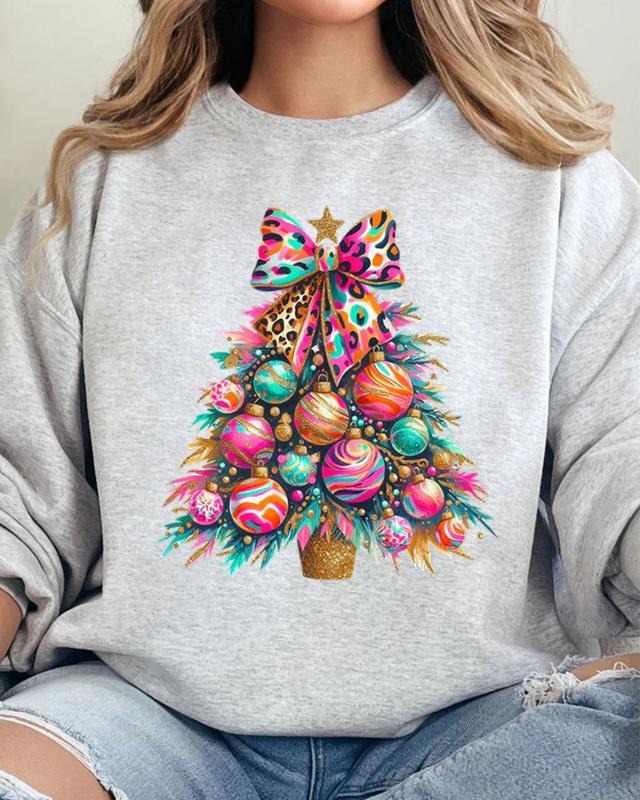 Vivid Christmas Tree Unisex NuBlend Crew Sweatshirt CHRISTMAS 2024 Shirt Hoodie | PrintMintTees.com
