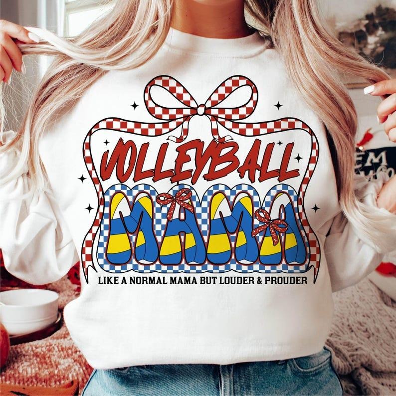 Volleyball Sweatshirt Retro Volleyball Mama Checkered Volleyball Mom Sports Volleyball Season Shirt Hoodie
