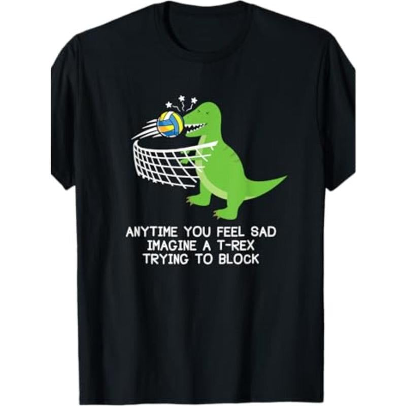 Volleyball T-Rex T-shirt, fun volleyball player shirt -220g100% cotton T-shirt made in usa Hoodie Sweatshirt