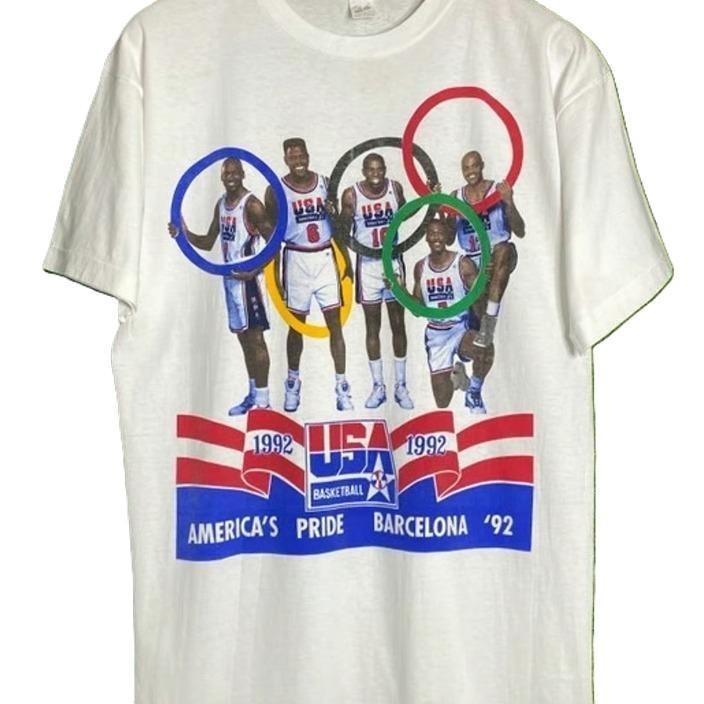 Vtg 1992 USA olympic basketball Dream Team tee shirt Unisex Vintage Tee Womenswear Tops, Fashion Cotton, Full Colors,...