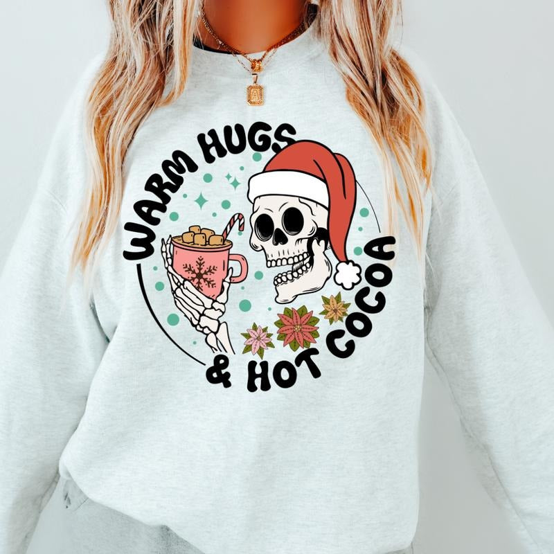 WARM HUGS AND HOT COCOA CREWNECK (Crewneck Sweatshirt, Unisex Fit, Causal Sweatshirt for Christmas, Christmas Holiday...