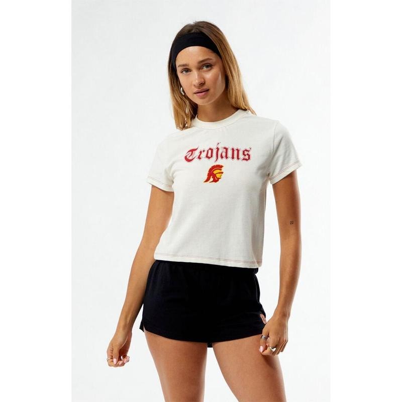 WILD COLLECTIVE Women's x Pacsun USC Trojans Mini T-Shirt Hoodie Sweatshirt | PrintMintTees.com