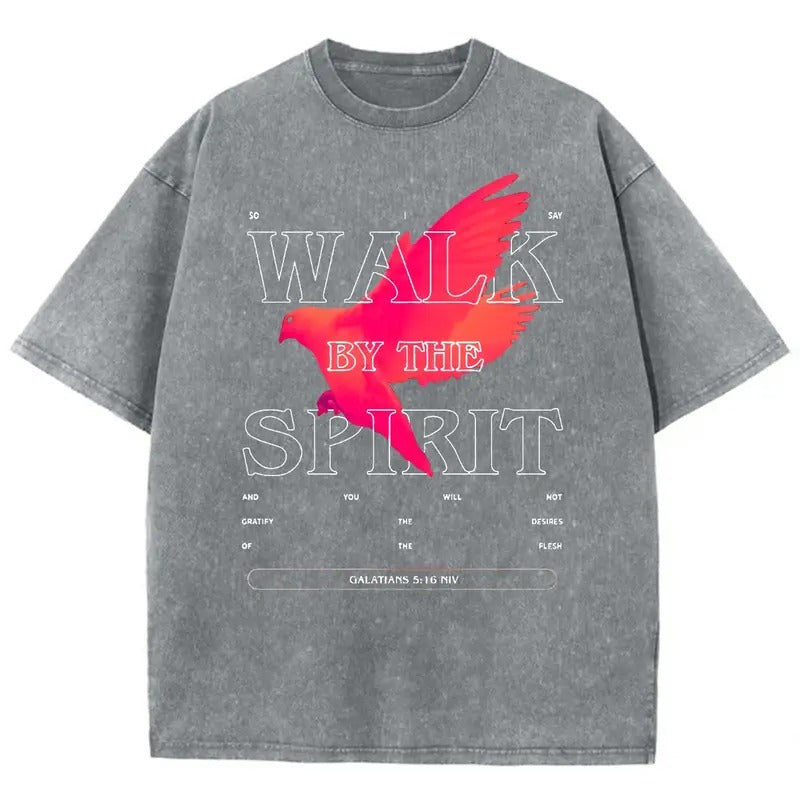 Walk By The Spirit Unisex Washed T-Shirt, Christian Jesus  t shirts, Vintage 90s Graphic Tee Gift Cotton Top Womenswear,...