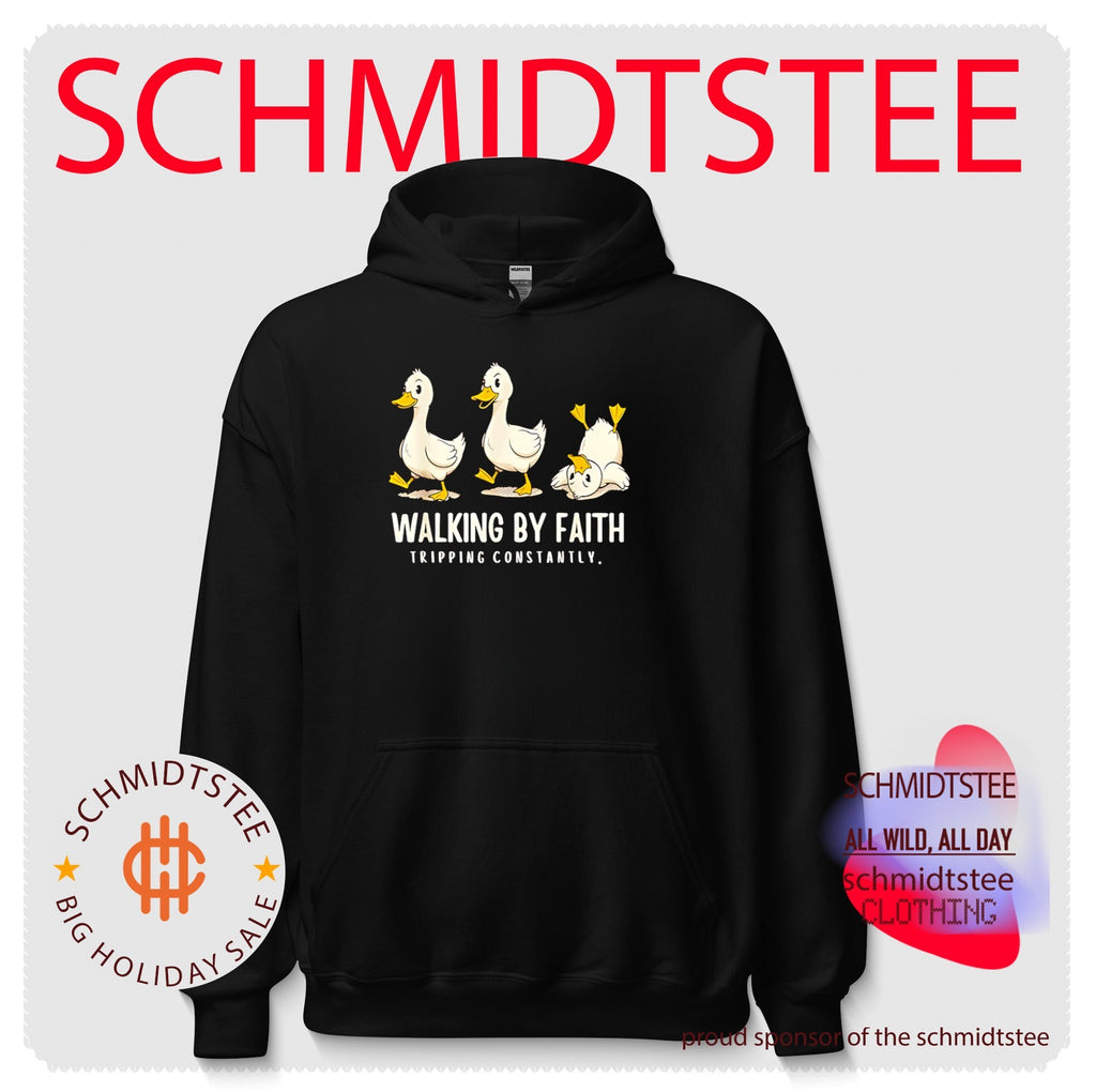 Walking by faith tripping constantly cartoon duck shirt