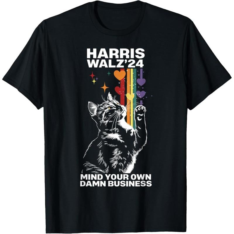 Walz Mind Your Own Damn Business Harris Waltz Cat Lady  T-Shirt made in usa Hoodie Sweatshirt | PrintMintTees.com