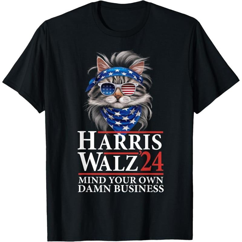 Walz Mind Your Own Damn Business Harris Waltz Cat Lady T-Shirt made in usastyle{n002}3 Hoodie Sweatshirt | PrintMintTees.com