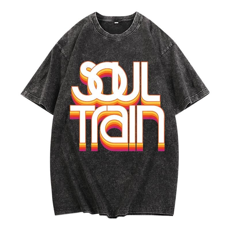 Washed T - Shirt with Retro
