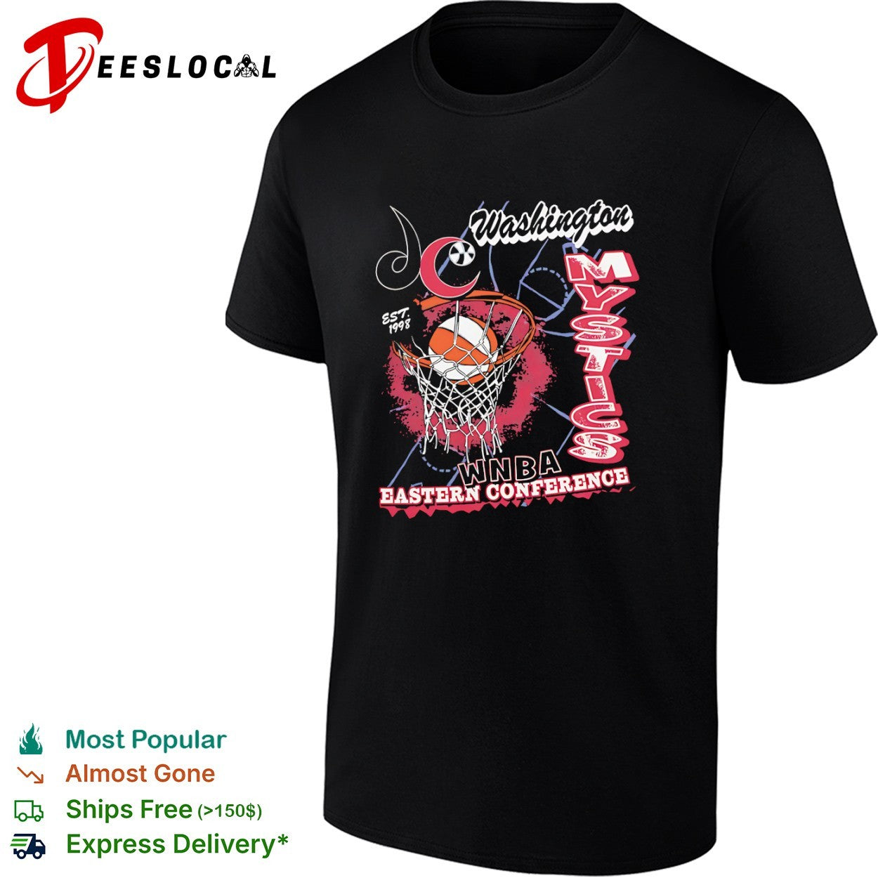 Washington Mystics WNBA Eastern Conference basketball hoop shirt