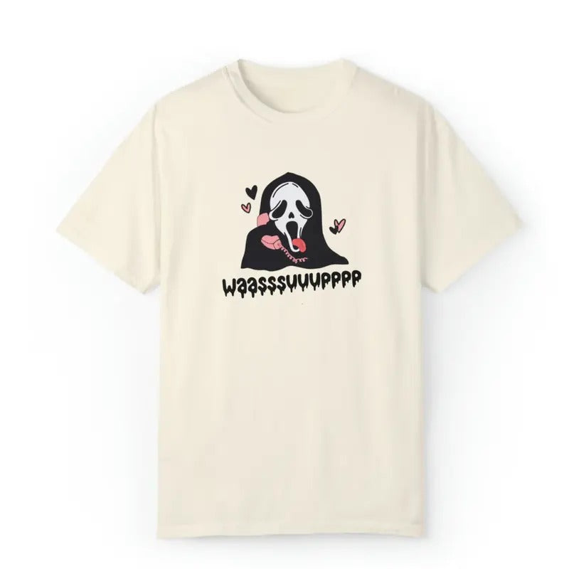 Wasssup Halloween Shirt - Ghostface Print Tee by Ghoul Gang for All Seasons, Short-Sleeved and Machine Washable, Medium...