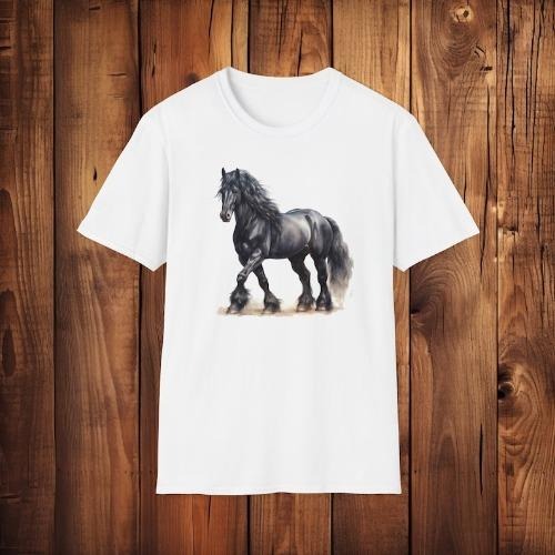 Watercolor Friesian Horse, Horse T-shirt, Horse Portrait Shirt, Equestrian Shirt, Horse Lover Gift, Black Stallion,...