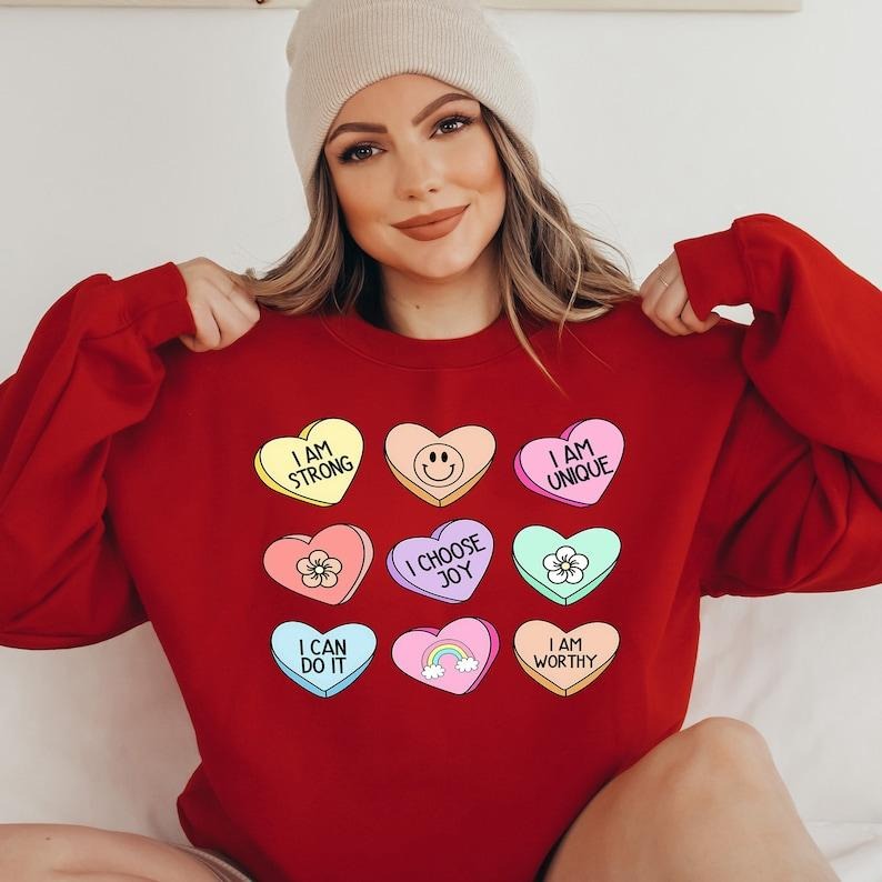 Watercolor Heart Sweatshirt, Valentines Day Sweatshirt, Valentine Colorful Heart Sweatshirt, Valentines Gift Shirt Hoodie