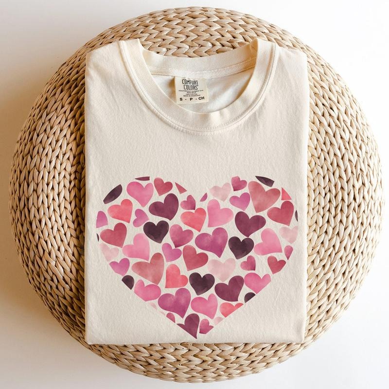 Watercolor Hearts, Comfort Colors Tshirt, Valentine's Day, Valentine's Day Comfort Colors Tshirt, Women's Graphic Tee,...