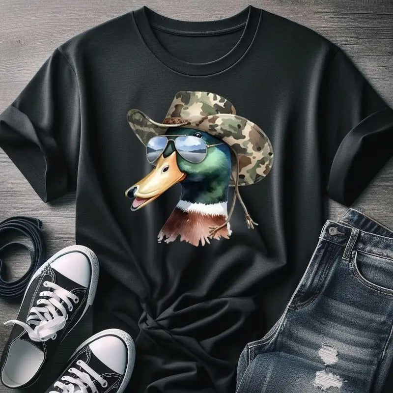Watercolor Mallard Hunter Duck Camo Sunglasses Shirt, Camo Duck Unisex Tee for Men and Women Hoodie Sweatshirt
