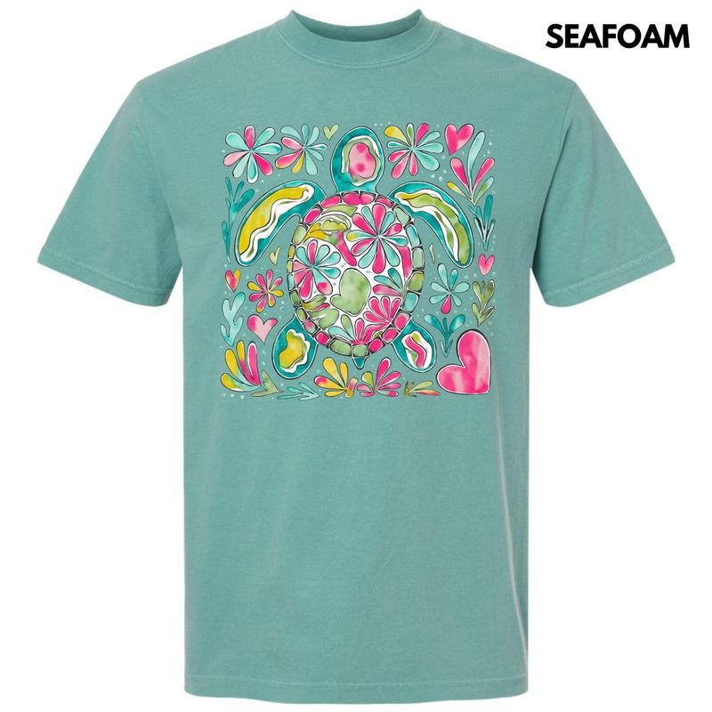 Watercolor Sea Turtle Comfort Colors T-Shirt 'NLB' Hoodie Sweatshirt | PrintMintTees.com