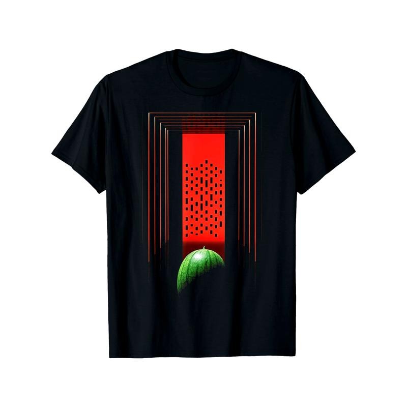 Watermelon Geometric Fruit Art Graphic Motif Watermelon T-Shirt made in usa Hoodie Sweatshirt | PrintMintTees.com