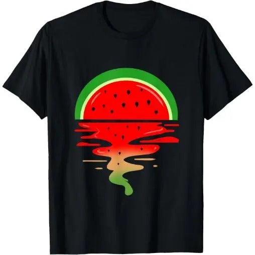 Watermelon Vaporwave Sunset T-Shirt Made in USA Hoodie Sweatshirt | PrintMintTees.com