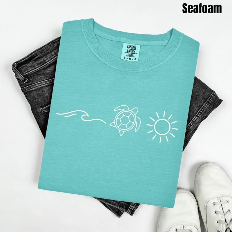Wave Turtle Sun Comfort Colors T-Shirt 'NLB' Hoodie Sweatshirt | PrintMintTees.com