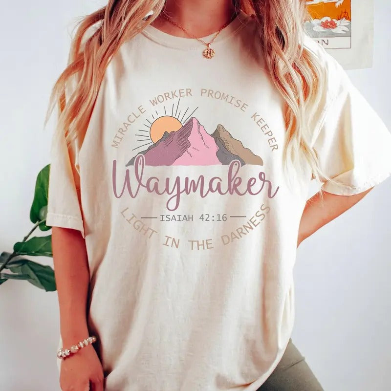 Waymaker Miracle Worker Promise Keeper Shirt Christian Gifts For Women Christian Shirts For Women Christian Lovers Gifts...