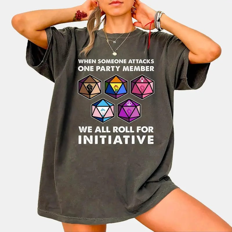 We All Roll Initiative Shirt Dunge0ns Drag0ns Shirt Meme Vintage Game Master Gamer Shirt T-Shirts, Hoodie, Sweatshirt