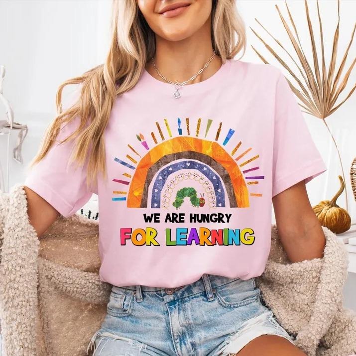 We Are Hungry For Learning Shirt, Back To School Gfit, 1st Day Of School, Funny Teacher Shirt, Teacher Gifts, Teacher...
