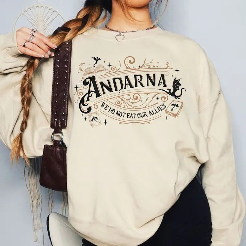 We Do Not Eat Our Allies Sweatshirt, Andarna Fourth Wing Shirt, Dragon Woman Shirt, Basgiath War College Tee,Bookish Gift...