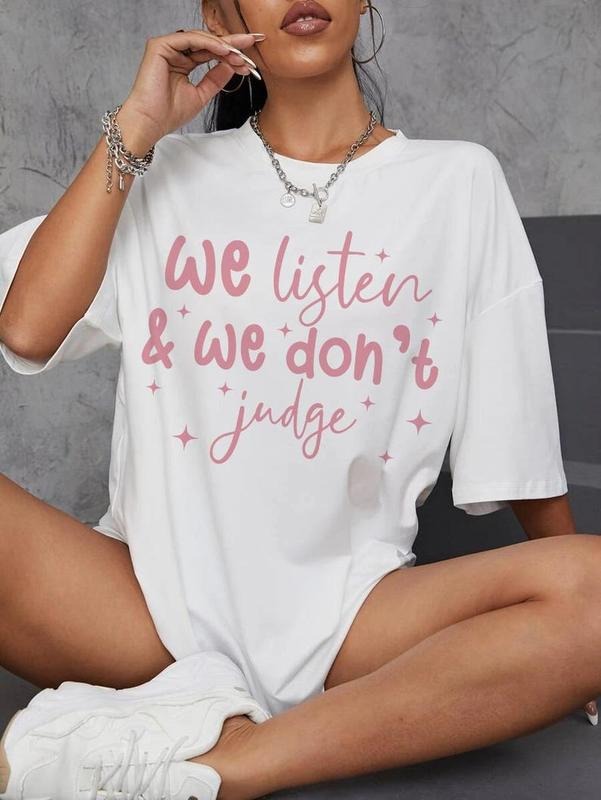 We Listen and We Don't Judge Tshirt ,Funny Shirt,Trending T-Shirt Top Womenswear Hoodie Sweatshirt | PrintMintTees.com