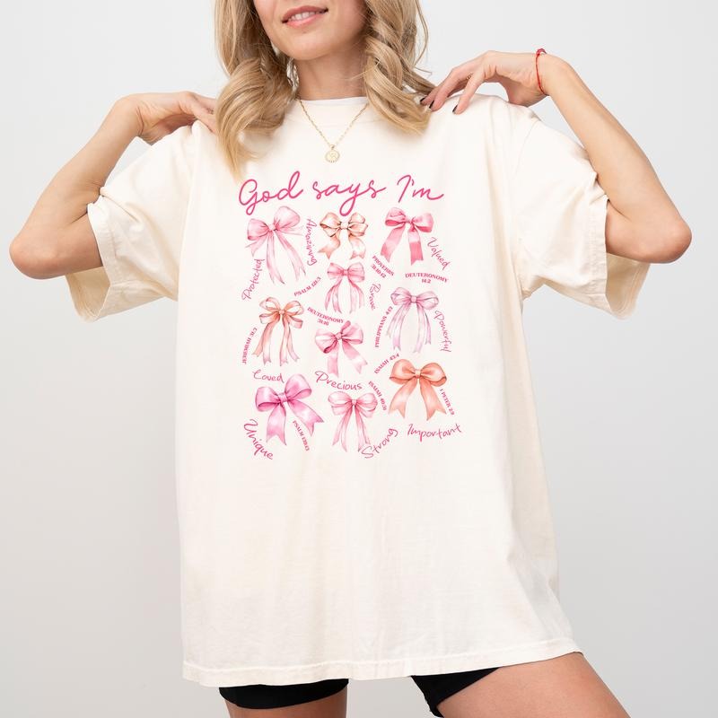 We Love Because He Loved Us First Comfort Colors Shirt, Bible Verse Graphic Tee, Coquette Bow Unisex Tees, Valentine's...