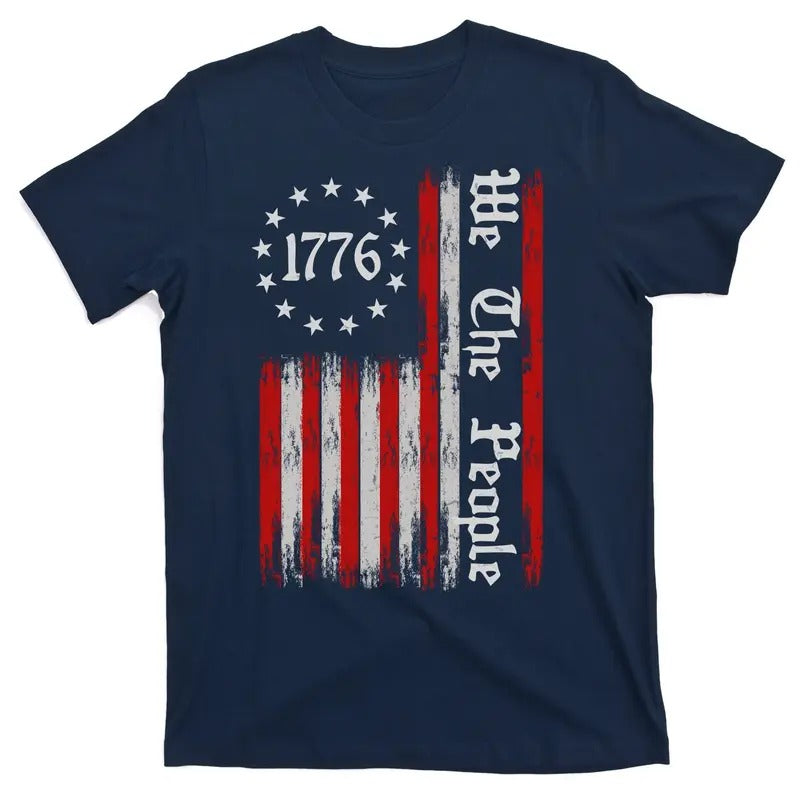 We The People 1776 Distressed USA American Flag T-Shirt Menswear Top Hoodie Sweatshirt | PrintMintTees.com