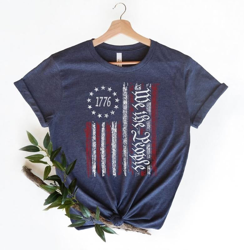 We The People Shirt, Patriotic Shirts For Women Man, Vintage USA Flag Shirt, 1776 Flag T-Shirt, History Hoodie, T-shirt...