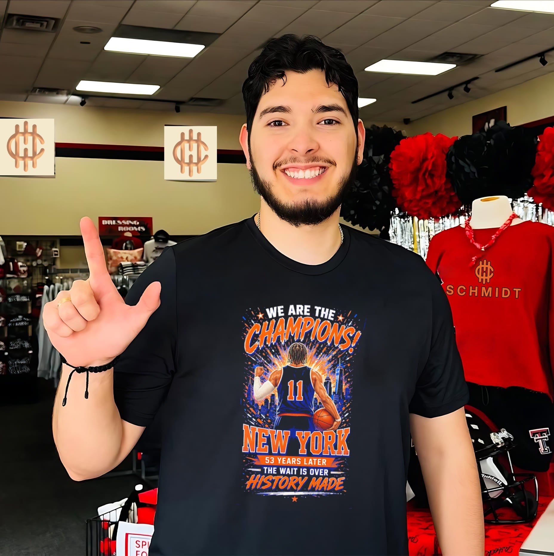 We are the champions New York 53 years later the wait is over history made Jalen Brunson posing shirt