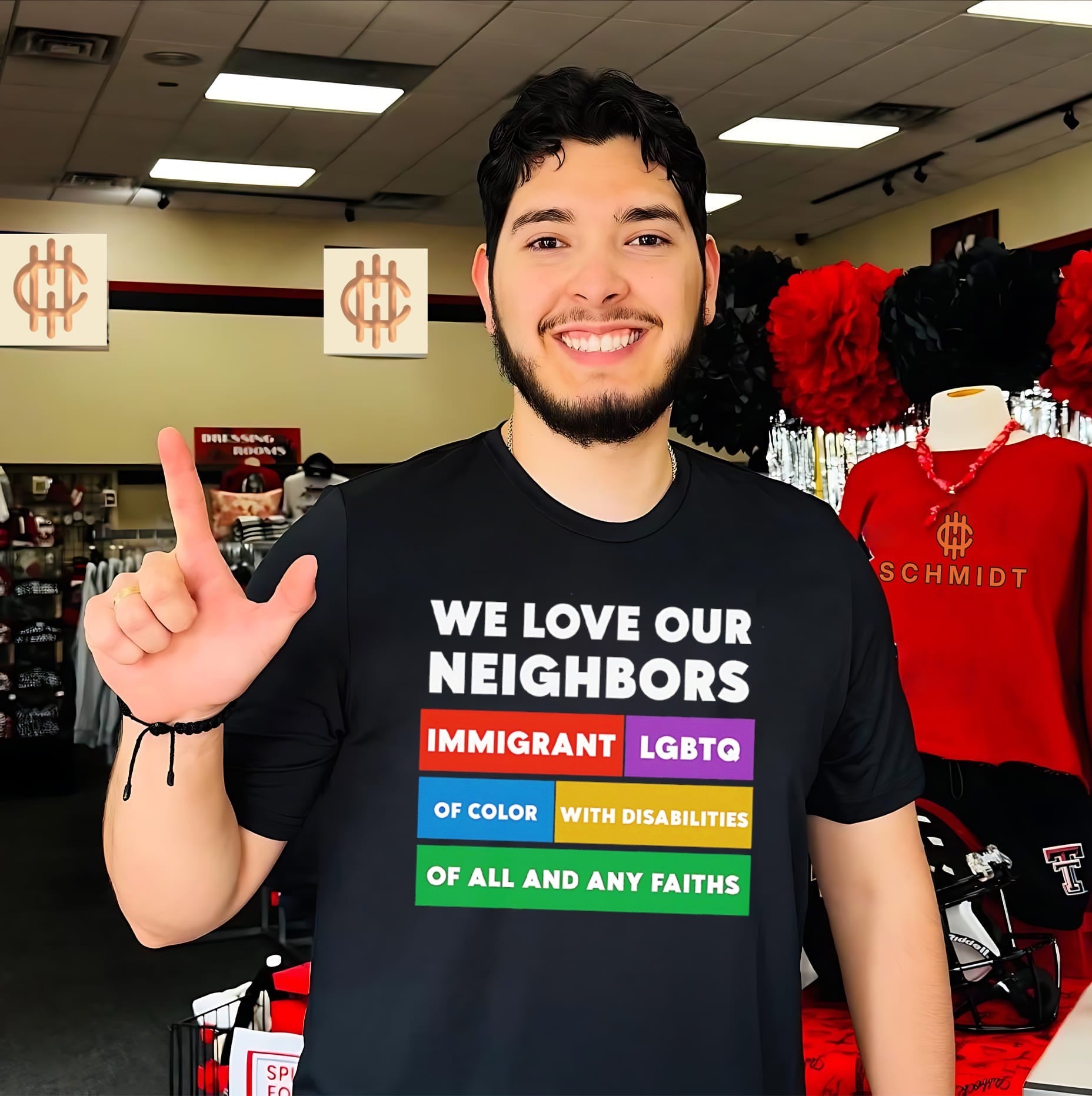 We love our neighbors immigrant LGBTO of color with disabilities of all and any faiths shirt