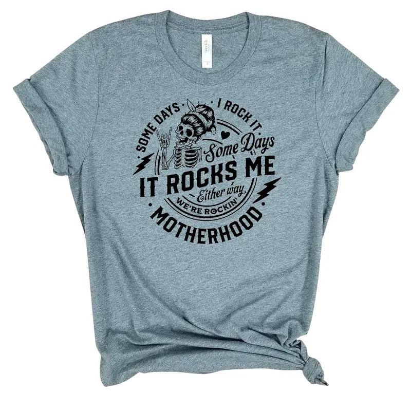 We're rockin motherhood I run a tight shipwreck Shirt, Mother Days Shirt, Don't Care hair, Motherhood shirt, mom shirt,...