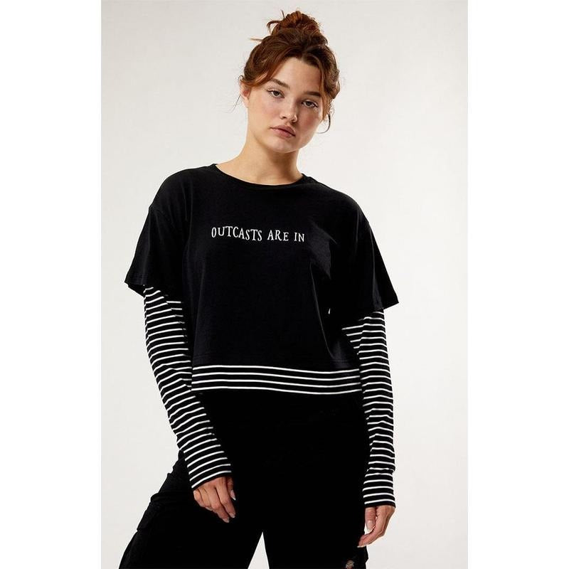 Wednesday Women's Outcasts Are In Long Sleeve T-Shirt Hoodie Sweatshirt | PrintMintTees.com