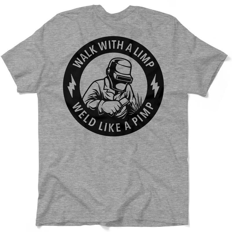 Weld Like Pimp Heather Grey Everyday Casual Collar Menswear Top Flag Sleeve Cotton Streetwear Tropical Plates T-Shirts, Hoodie, Sweatshirt