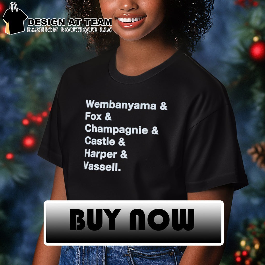 Wembanyama & Fox & Champagnie & Castle & Harper & Vassell San Antonio Spurs Basketball NBA 2026 shirt