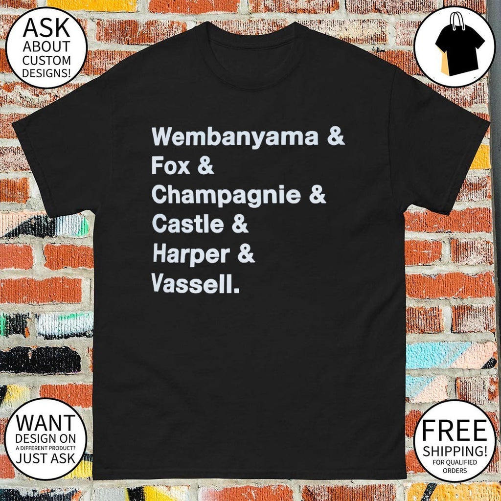 Wembanyama & Fox & Champagnie & Castle & Harper & Vassell San Antonio Spurs Basketball NBA 2026 shirt