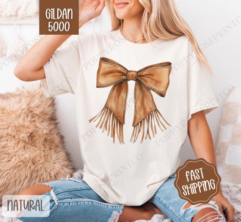 Western Bow Shirt Gildan, Western Women's Tee, Cute Women's Tshirt Plus Sizes Hoodie Sweatshirt | PrintMintTees.com