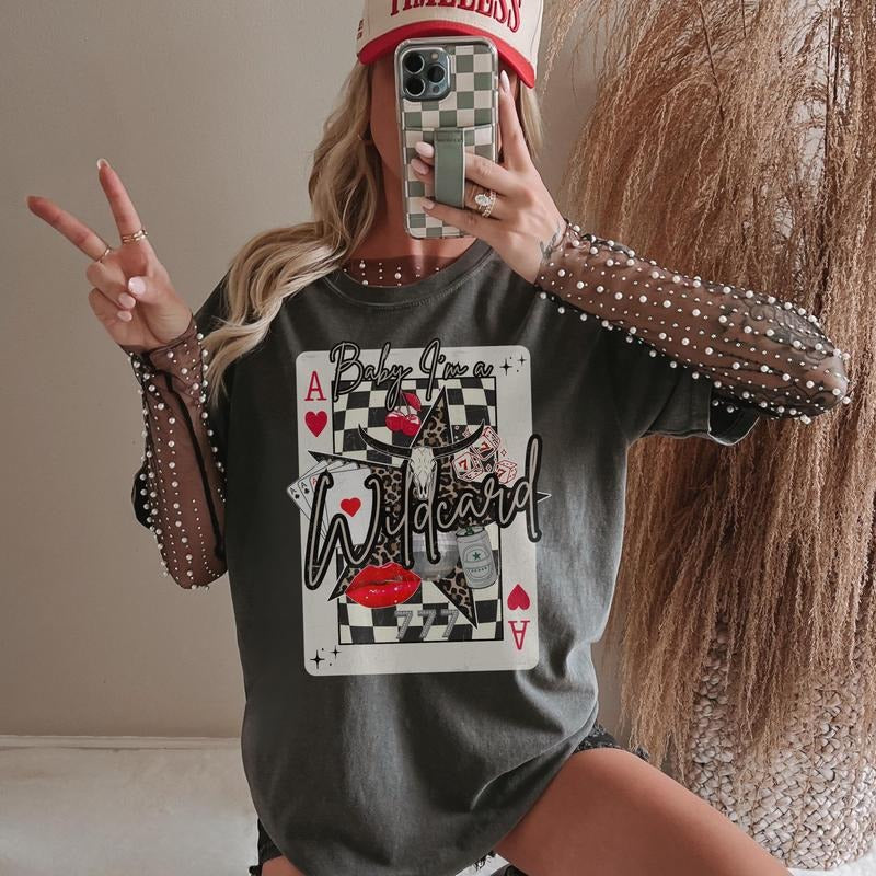 Western Collage Tshirt Trendy Cowgirl Wildcard Retro Trending Tshirt Casino Dice Playing cards Shirt Hoodie Sweatshirt