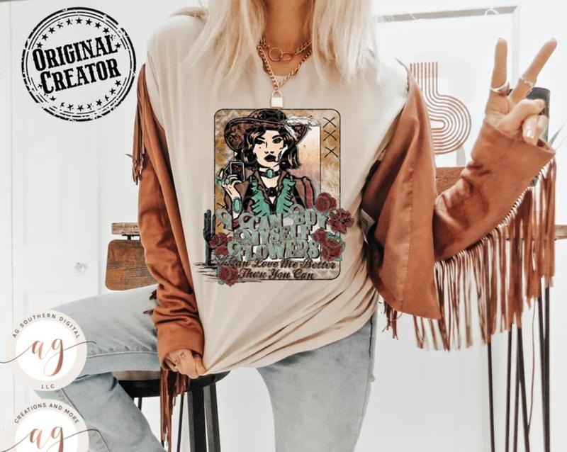 Western Cowgirl T Shirt, I Can Buy Myself Flowers Graphic Tee, Vintage Rodeo Shirt, Gift for Rodeo Fans Hoodie Sweatshirt