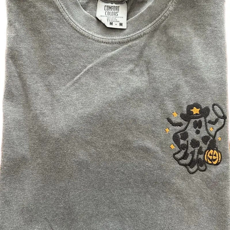 Western Ghost with Lasso Halloween Embroidered Comfort colors Tee shirt Cute Hoodie Sweatshirt | PrintMintTees.com