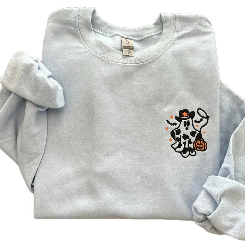 Western Ghost Lasso Halloween Embroidered Comfort T-Shirts, Hoodie, Sweatshirt