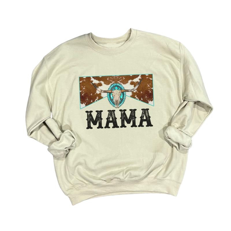 Western Mama Crewneck T-Shirt Clothing Cotton cute shirts Hoodie Sweatshirt | PrintMintTees.com