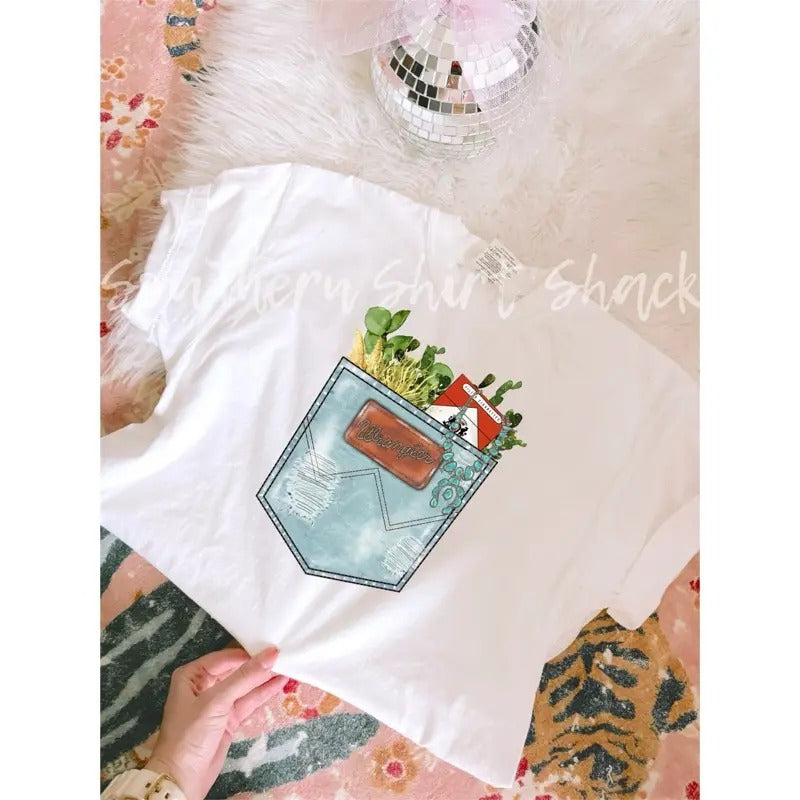 Western Pocket t shirt  | white comfort colors t shirt Hoodie Sweatshirt | PrintMintTees.com