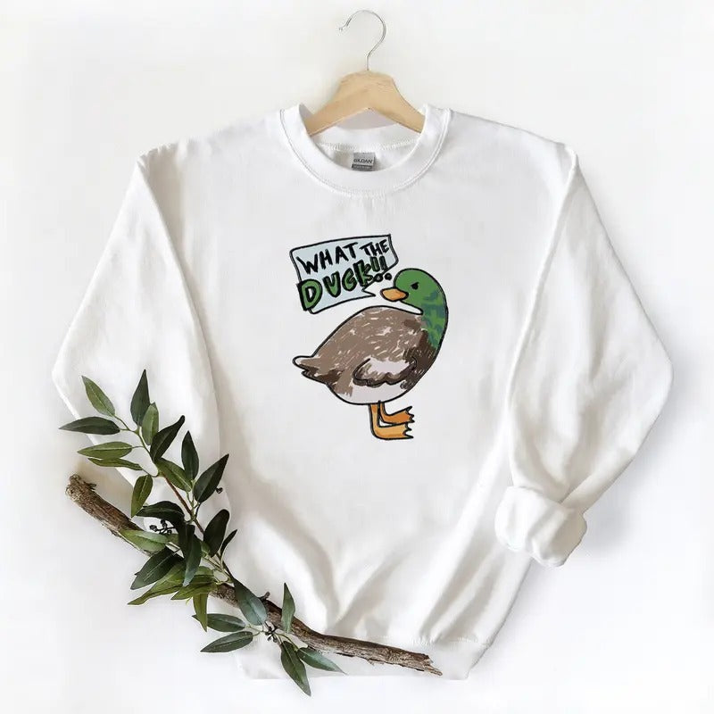 What the Duck Vintage Mallard Duck Unisex T-shirt Graphic Wild Duck Sweatshirt Hoodie, for duck hunters, husbands Hunting...