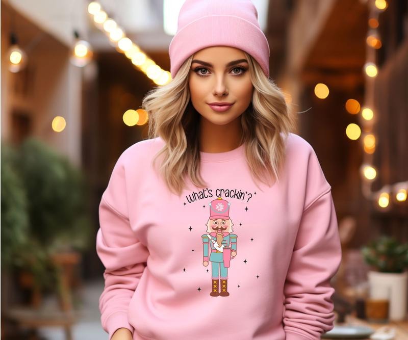 Whats crackin' Nutcracker Crewneck Sweatshirt T-Shirts, Hoodie | PrintMintTees.com