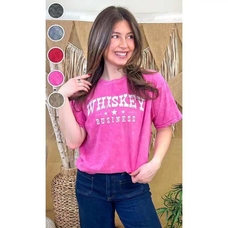 Whiskey Business Mineral Washed Graphic T-Shirt Hoodie Sweatshirt | PrintMintTees.com