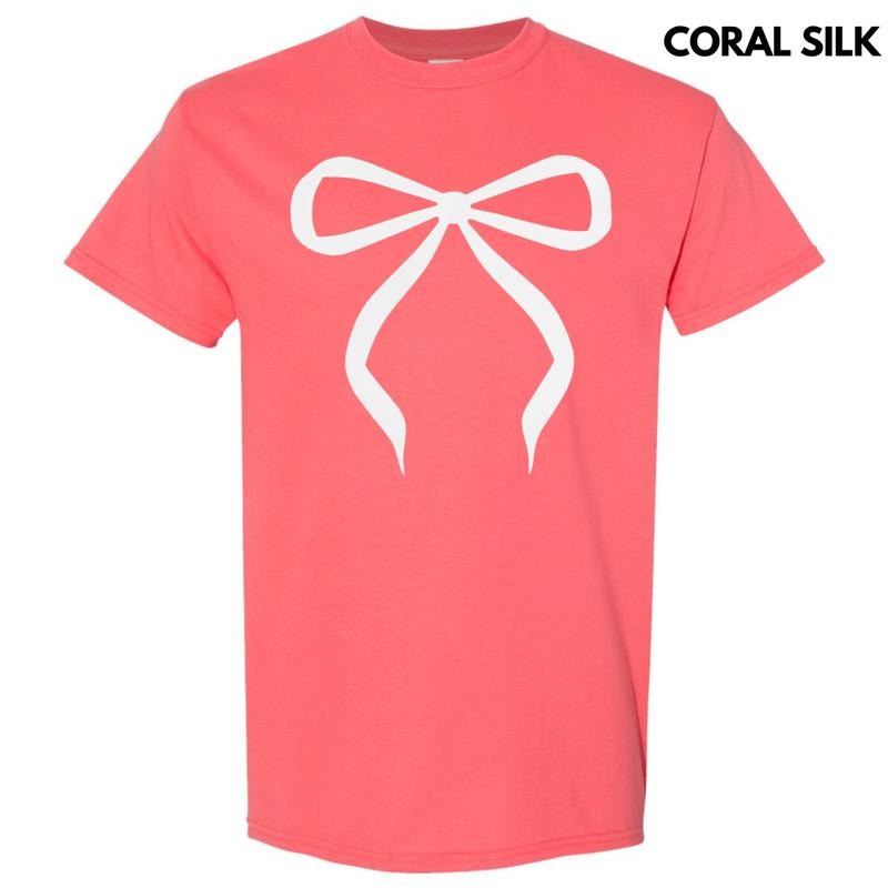 White Bow Coquette Puff Gildan Short Sleeve Shirt Hoodie Sweatshirt