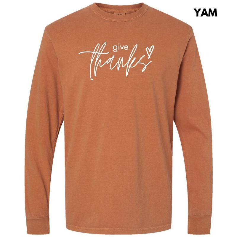 White Give Thanks Long Sleeve Comfort Colors T-Shirt 'NLB' Hoodie, Sweatshirt | PrintMintTees.com