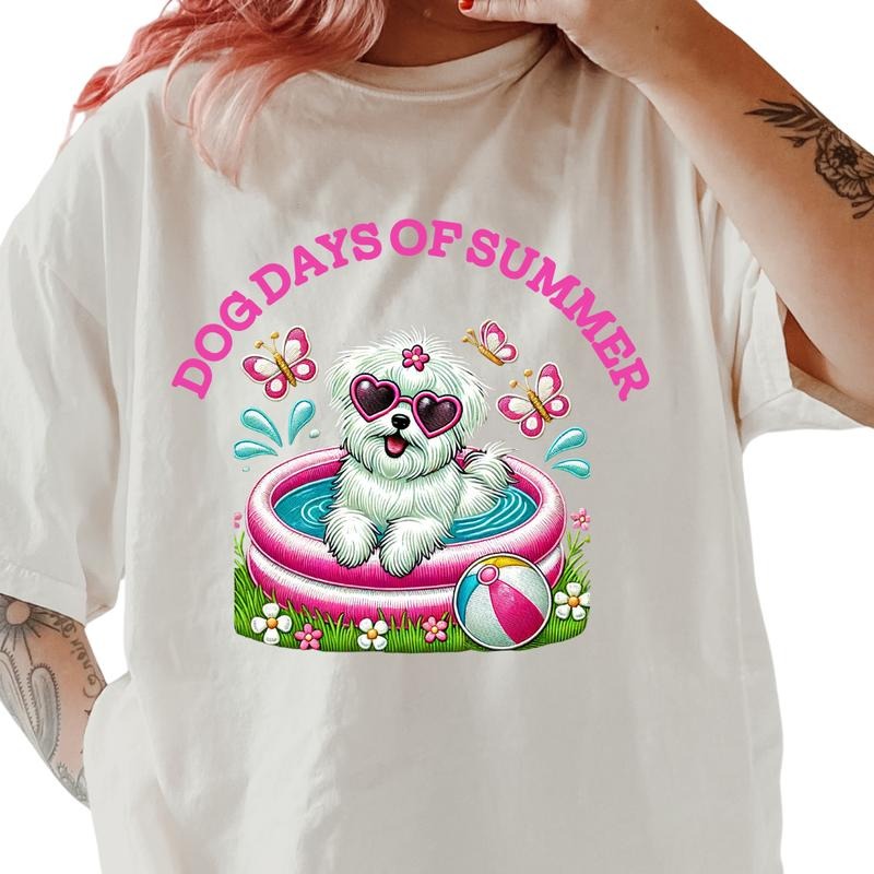 White Maltese Dog Days of Summer Shirt ~ Unisex Apparel Relaxed Fit Printed In The USA Clothing Womenswear Casual Comfort...